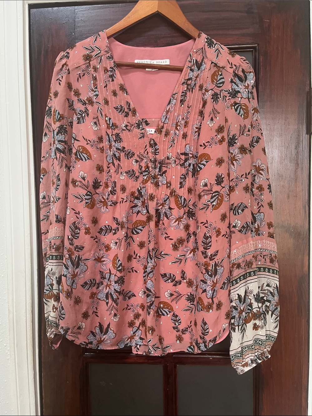 Veronica Beard Lowell Pink Floral Blouse